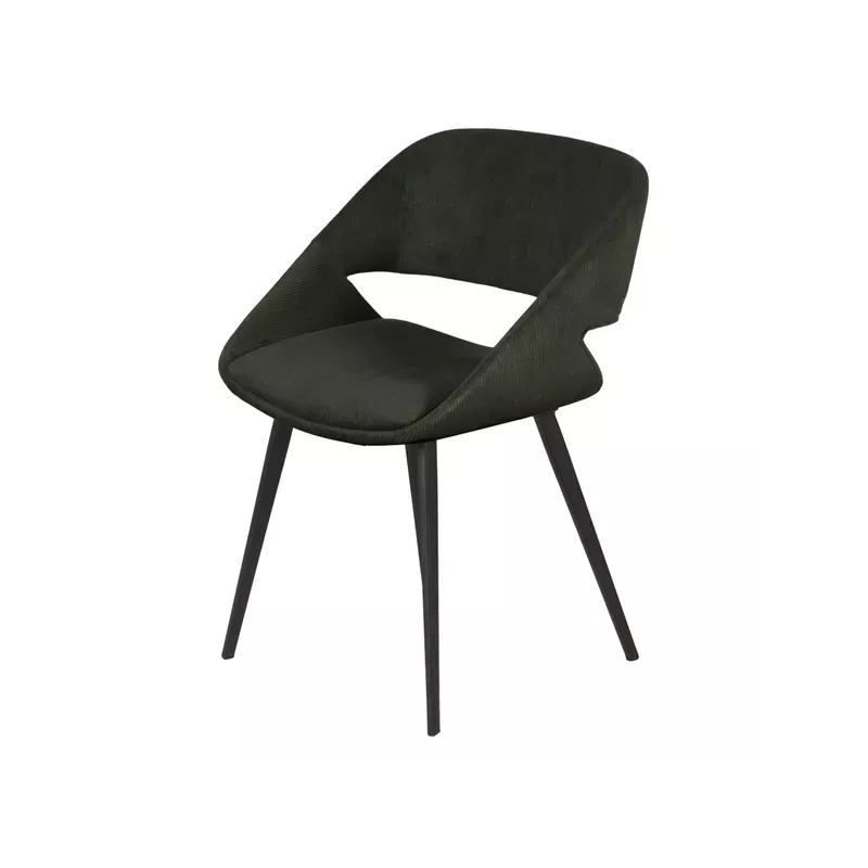 Chaise repas velours côtelé vert foncé - ADA