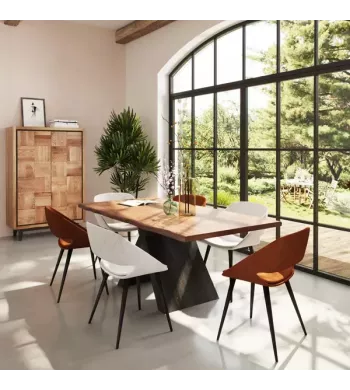 Chaise repas velours côtelé cognac - ADA