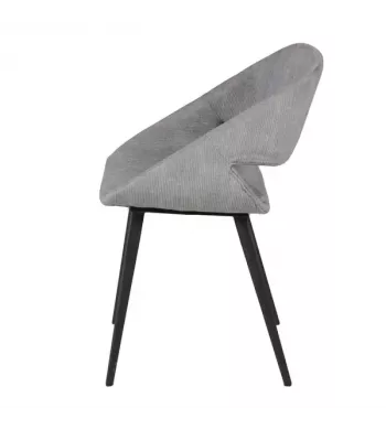 Chaise repas velours côtelé gris clair - ADA