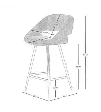 Chaise snack velours côtelé vert foncé - ADA