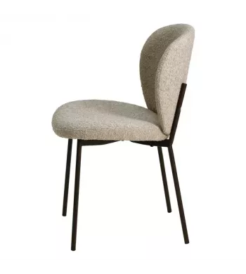 Chaise repas effet laine bouclette sable - ALBA