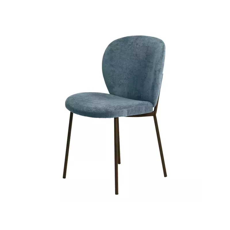 Chaise repas tissu bleu foncé - ALBA