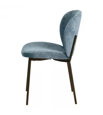 Chaise repas tissu bleu foncé - ALBA