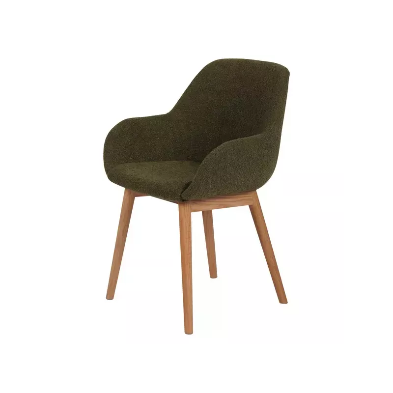 Chaise repas effet laine bouclette kaki - ALTEA