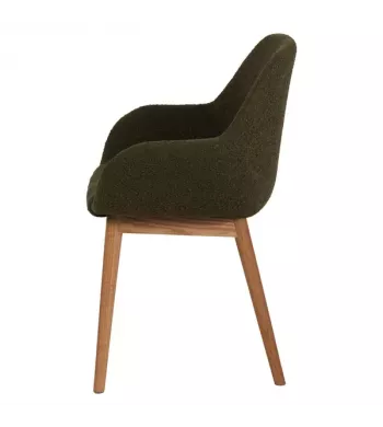 Chaise repas effet laine bouclette kaki - ALTEA