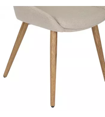 Chaise repas en tissu crème pied chêne - BARI