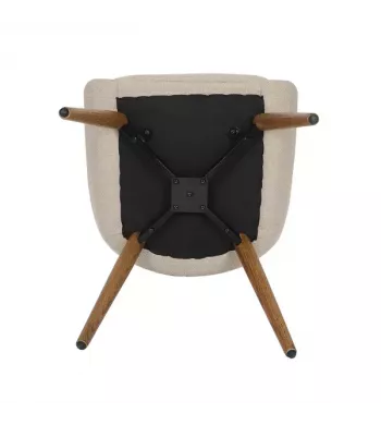 Chaise repas en tissu crème pied chêne - BARI