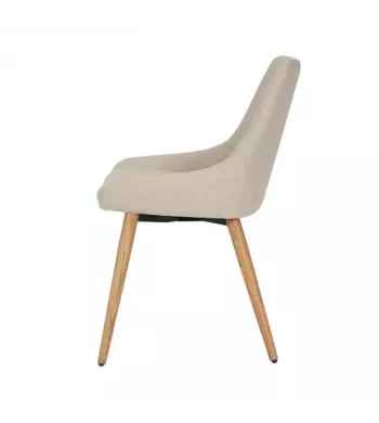Chaise repas en tissu crème pied chêne - BARI