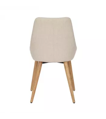 Chaise repas en tissu crème pied chêne - BARI
