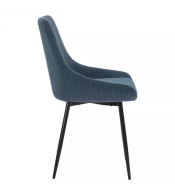 Chaise en velours côtelé bleu figuerolles - BARI
