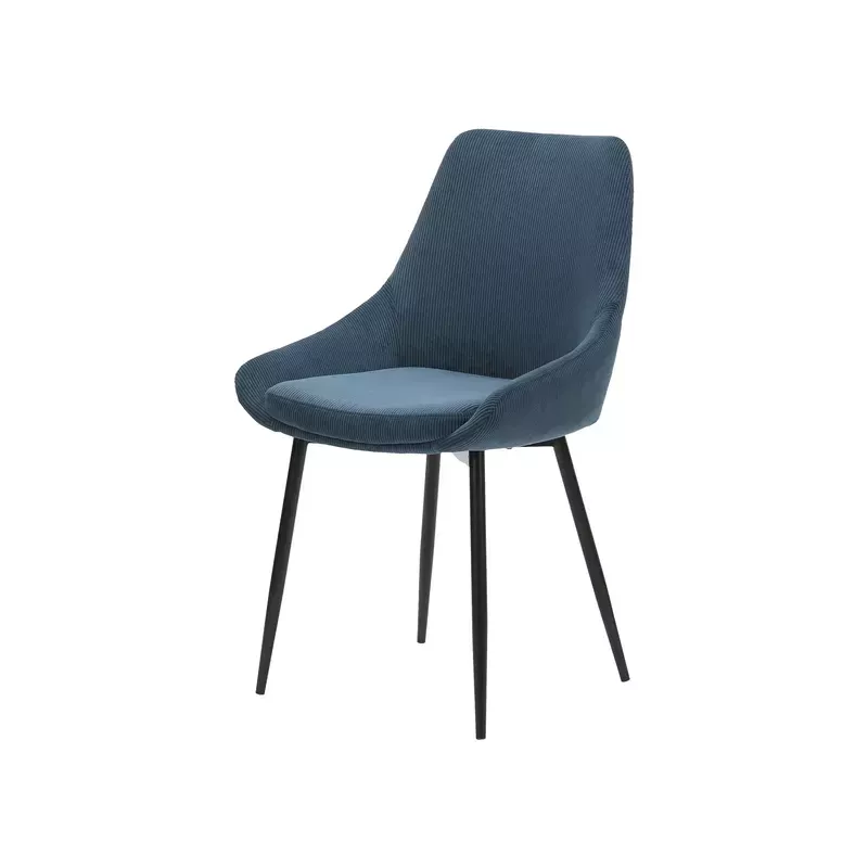 Chaise en velours côtelé bleu figuerolles - BARI
