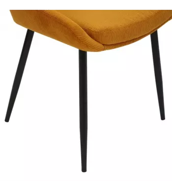 Chaise en velours côtelé jaune curry - BARI