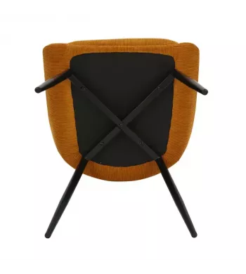 Chaise en velours côtelé jaune curry - BARI