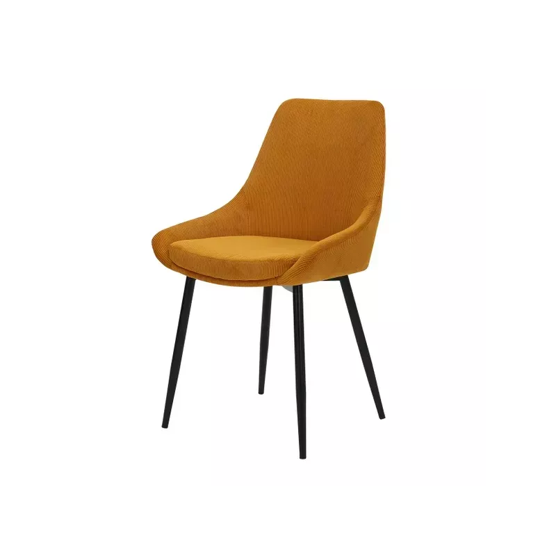 Chaise en velours côtelé jaune curry - BARI