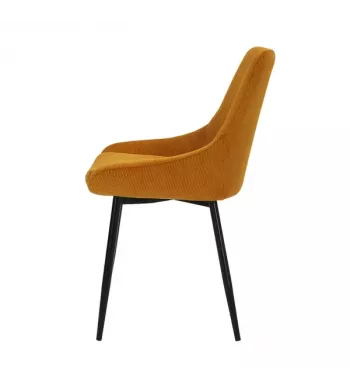 Chaise en velours côtelé jaune curry - BARI