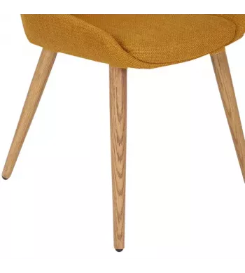 Chaise repas en tissu ocre pied chêne - BARI