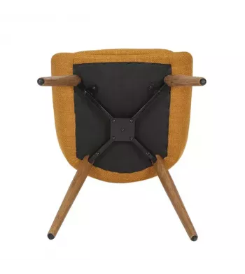 Chaise repas en tissu ocre pied chêne - BARI