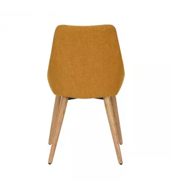 Chaise repas en tissu ocre pied chêne - BARI