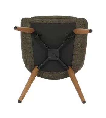 Chaise repas en tissu kaki pied chêne - BARI