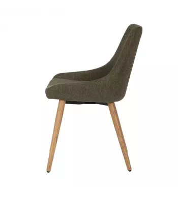 Chaise repas en tissu kaki pied chêne - BARI