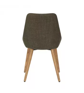 Chaise repas en tissu kaki pied chêne - BARI