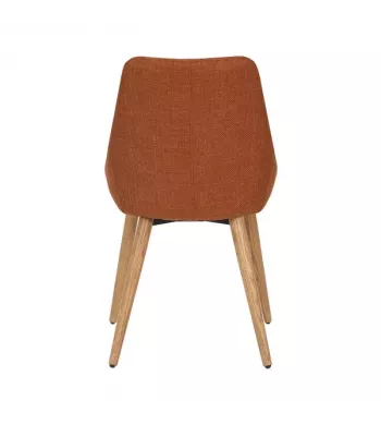 Chaise repas en tissu cognac pied chêne - BARI
