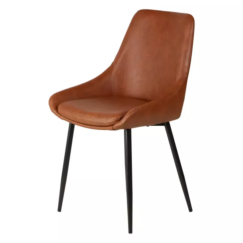 Chaise repas imitation cuir marron - BARI
