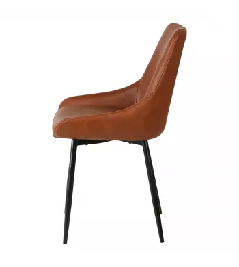 Chaise repas imitation cuir marron - BARI