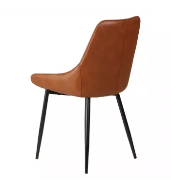 Chaise repas imitation cuir marron - BARI