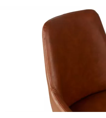 Chaise repas imitation cuir marron - BARI