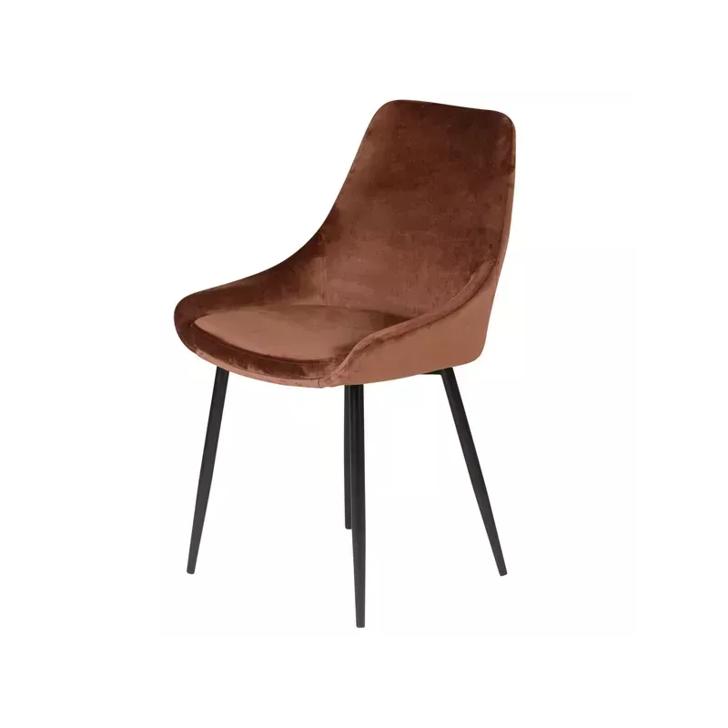 Chaise en velours marron - BARI