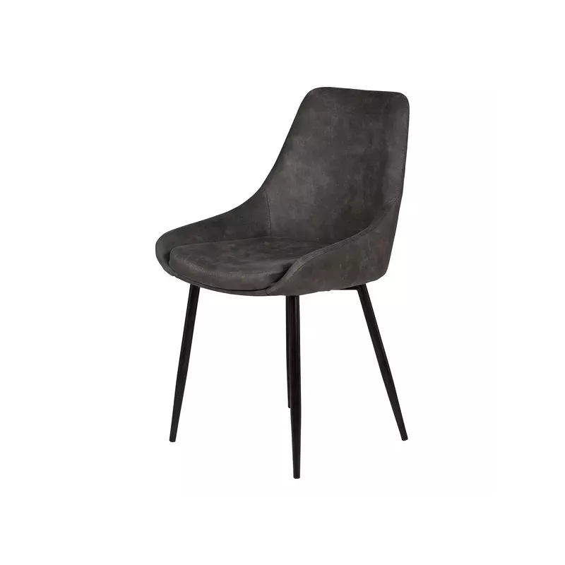 Chaise tissu effet daim gris foncé - BARI