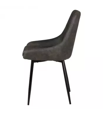 Chaise tissu effet daim gris foncé - BARI