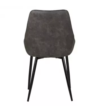 Chaise tissu effet daim gris foncé - BARI