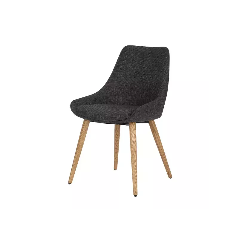 Chaise repas en tissu gris anthracite pied - BARI
