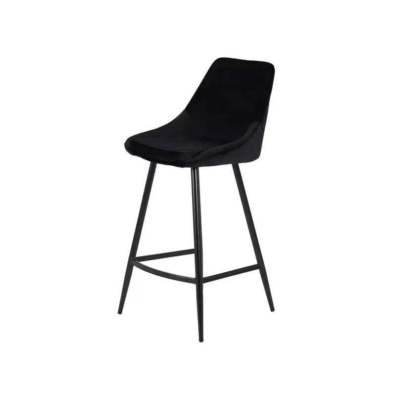 Chaise de bar velours noir - BARI