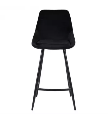 Chaise de bar velours noir - BARI