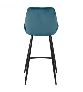 Chaise de bar velours bleu - BARI
