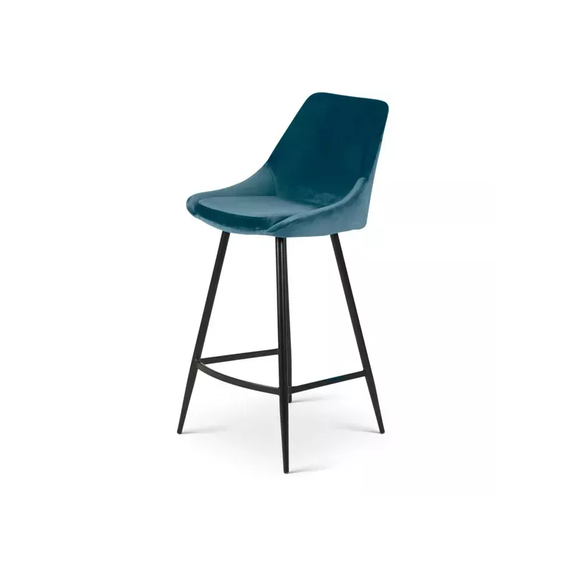Chaise de bar velours bleu - BARI