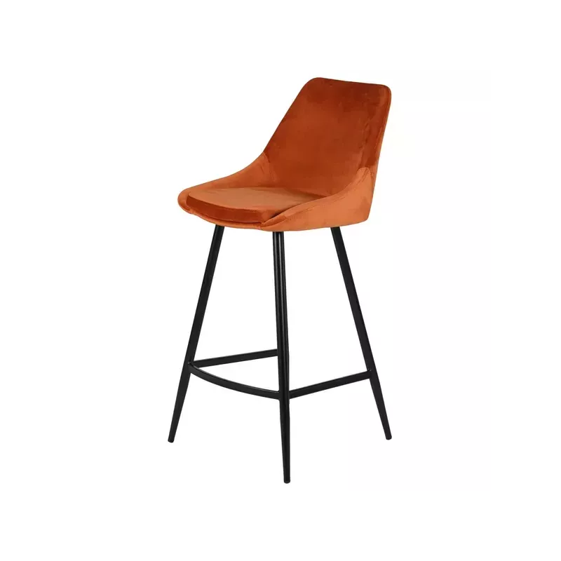 Chaise de bar velours cognac - BARI