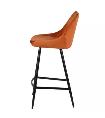 Chaise de bar velours cognac - BARI