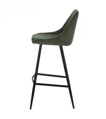 Chaise de bar velours côtelé vert sapin - BARI