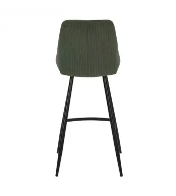 Chaise de bar velours côtelé vert sapin - BARI