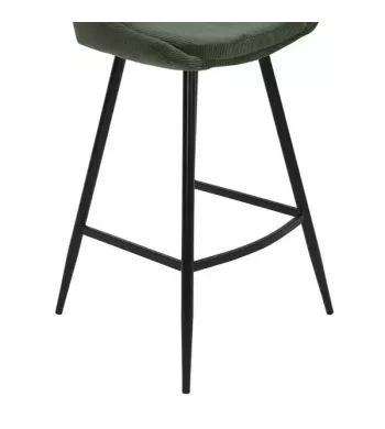 Chaise de bar velours côtelé vert sapin - BARI
