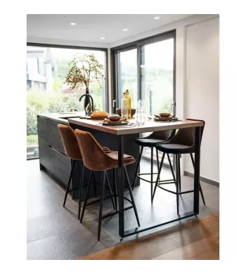 Chaise snack en velours marron - BARI