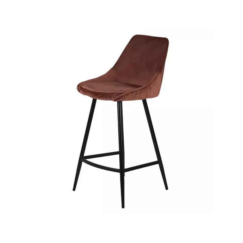 Chaise snack en velours marron - BARI