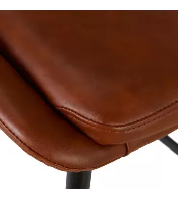 Chaise plan de travail imitation cuir marron - BARI