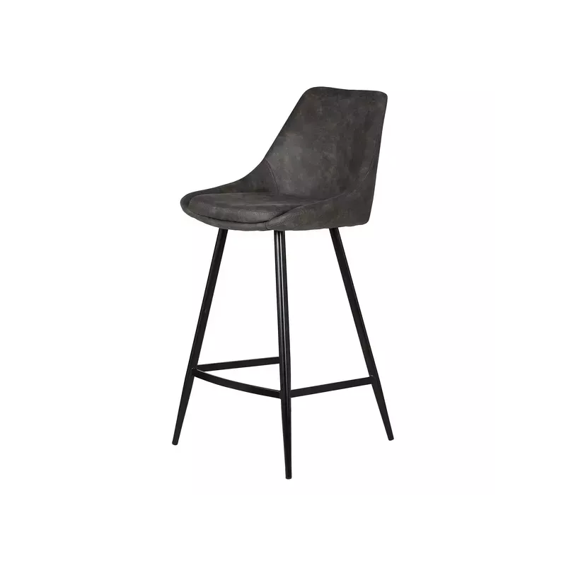 Chaise snack tissu effet daim gris foncé - BARI
