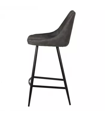 Chaise snack tissu effet daim gris foncé - BARI