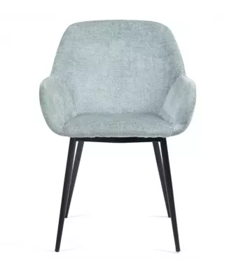 Chaise repas avec accoudoirs tissu chenille céladon pied métal - HIBIS